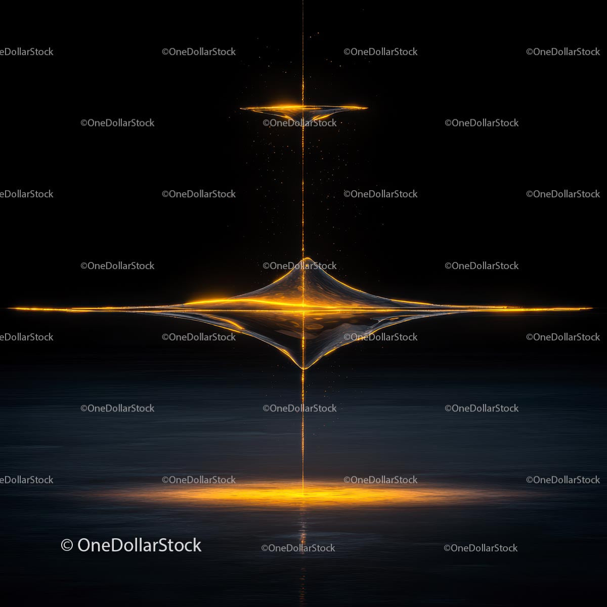 Abstract Golden Light Reflection in Dark Space