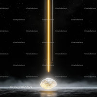 Mysterious Golden Beam Illuminating a Glowing Rock