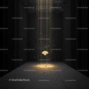 Ethereal Glow Illuminating Dark Room with Floating Object