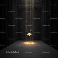 Ethereal Glow Illuminating Dark Room with Floating Object