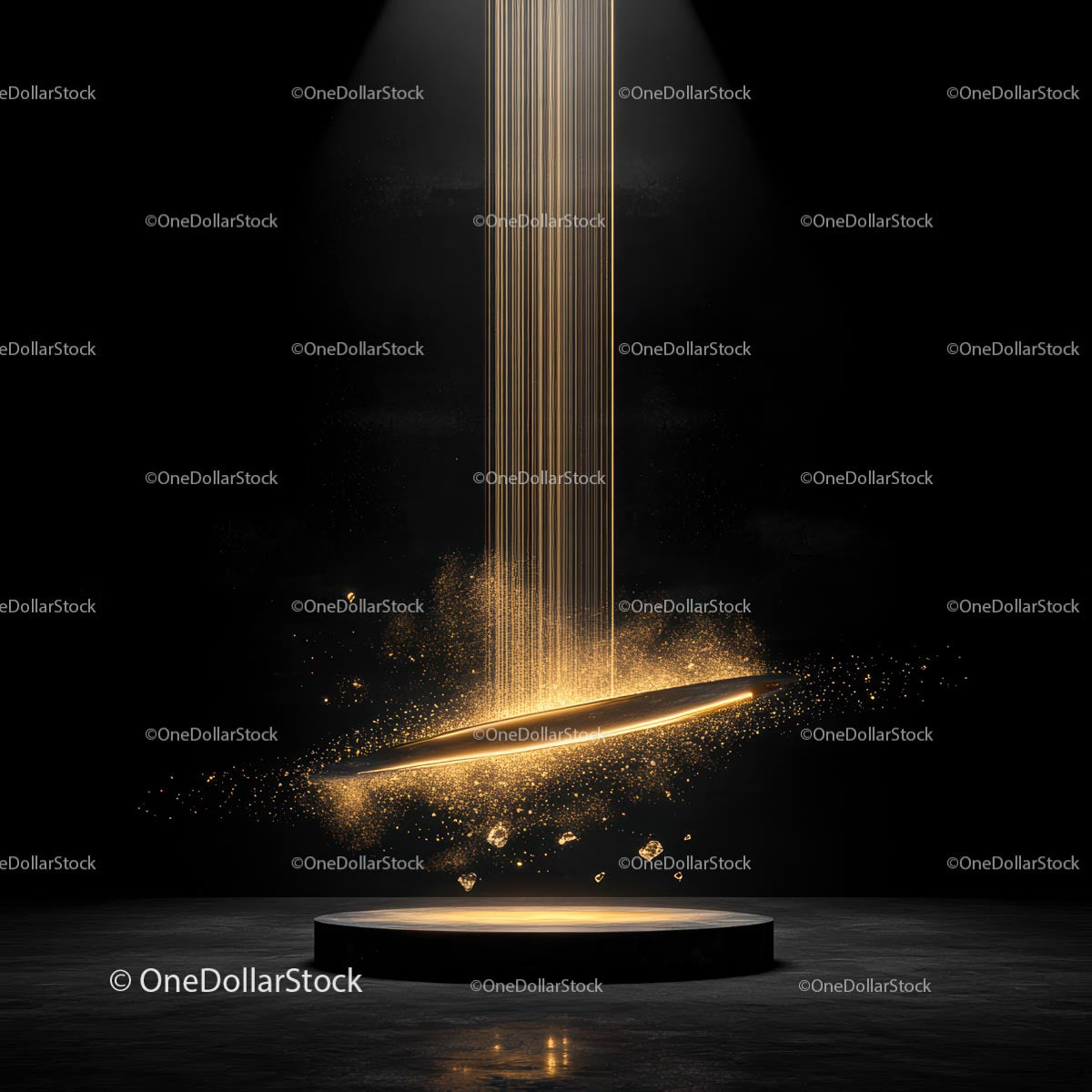 Golden Light Streams on Illuminated Stage