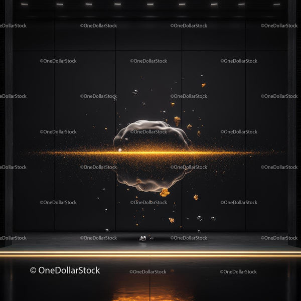 Abstract Golden Particle Explosion on Black Background