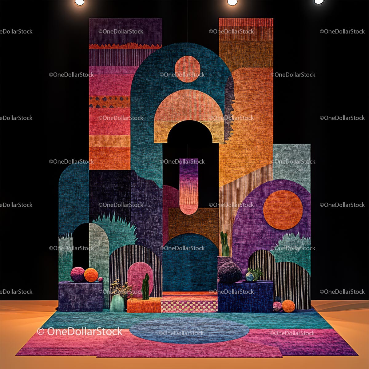Bold Geometric Art Installation with Vibrant Colors