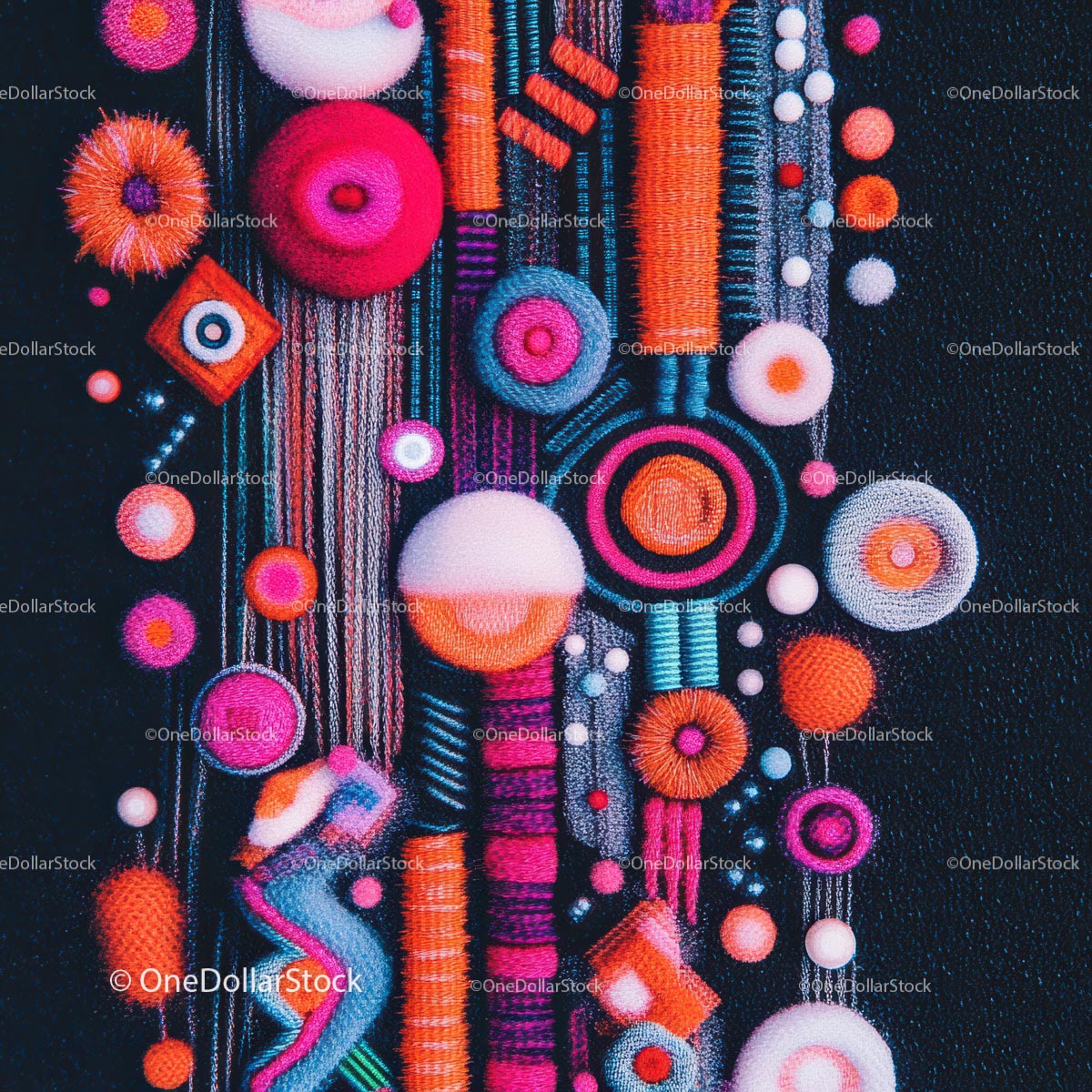 Vibrant Geometric Textile Art with Bold Colors