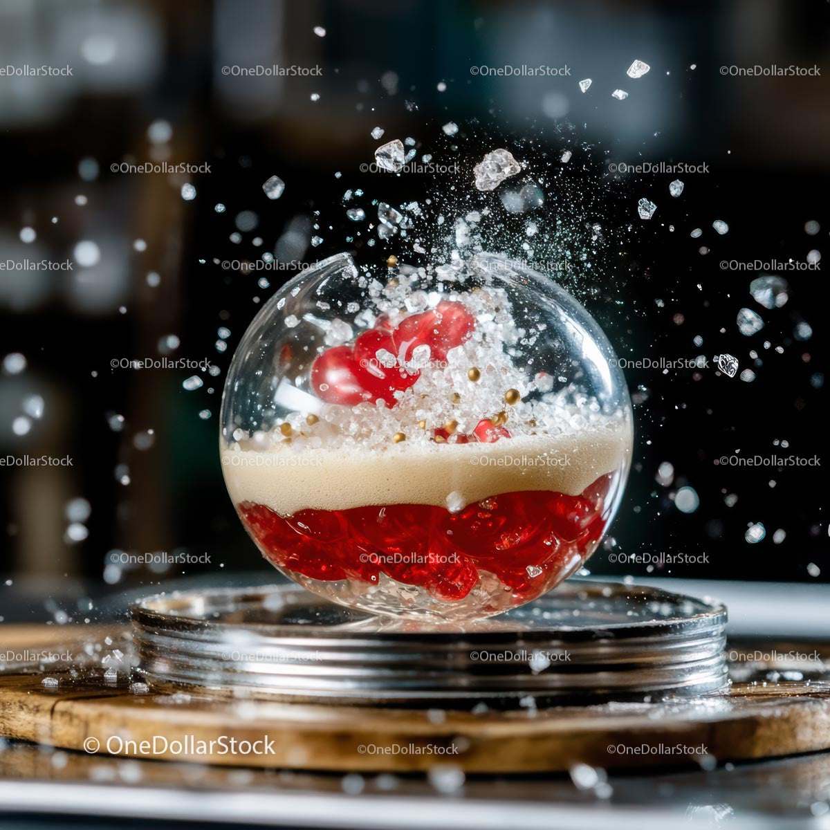 Vivid Red Chemistry in Suspended Glass Sphere