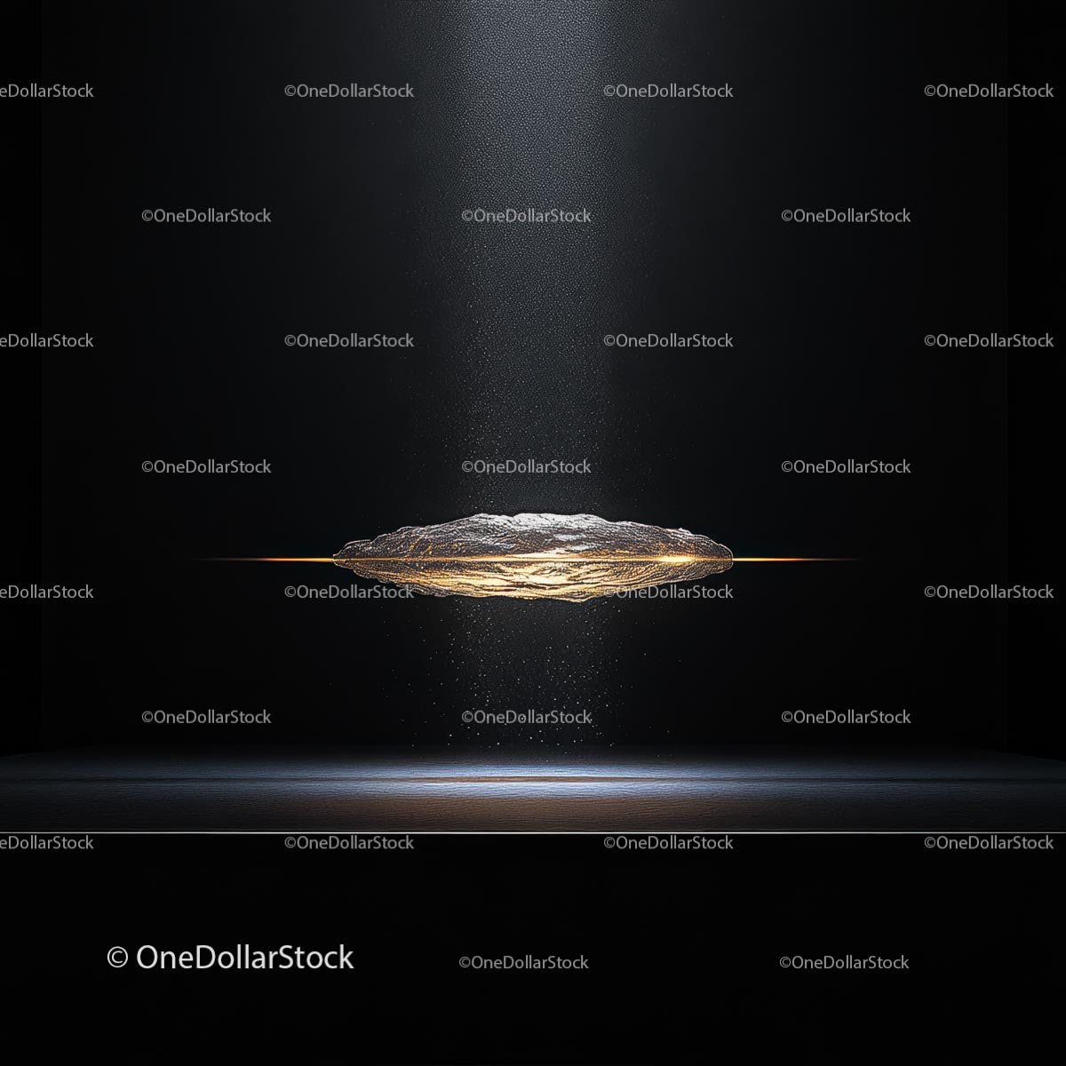 Floating Stone Under Spotlight with Mysterious Aura