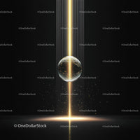 Glowing Sphere with Golden Light Beam in Dark Abstract