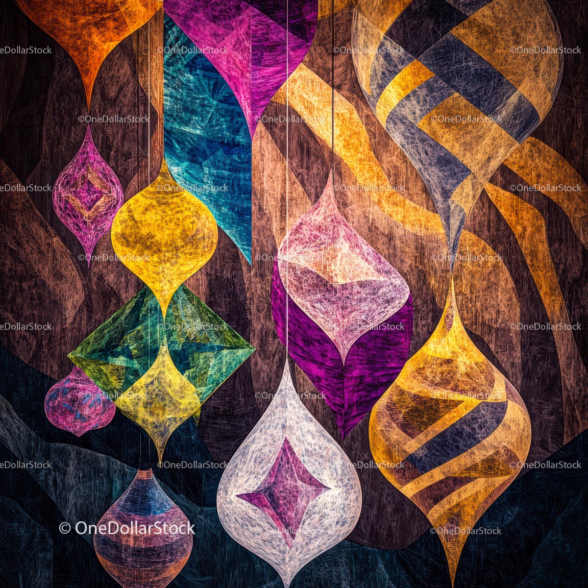 Vibrant Abstract Lanterns with Geometric Patterns