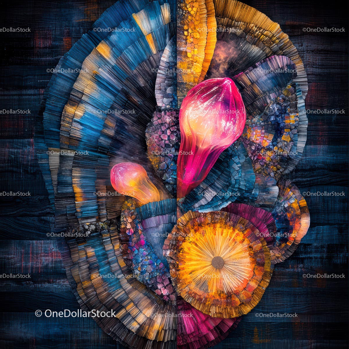 Vibrant Abstract Art with Geometric Fractal Patterns