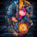 Vibrant Abstract Art with Geometric Fractal Patterns