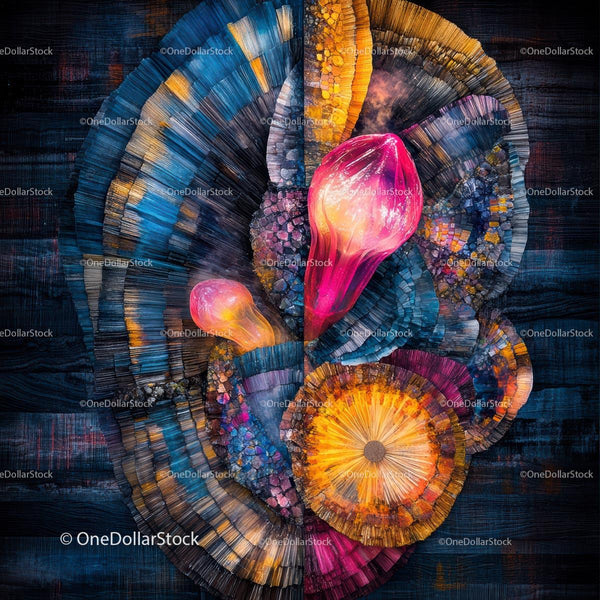Vibrant Abstract Art with Geometric Fractal Patterns