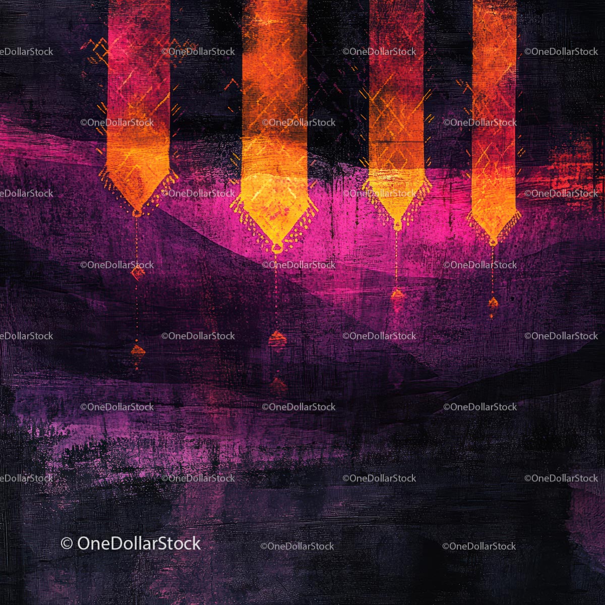 Vibrant Geometric Abstract Design in Pink and Orange