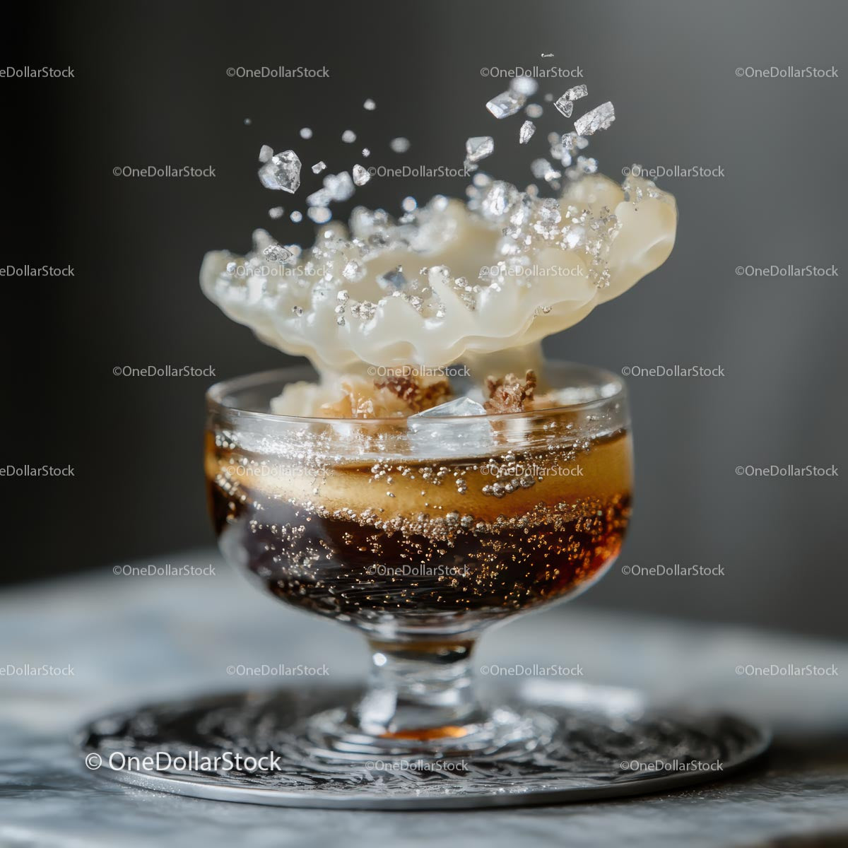 Dramatic Splash of Ice in a Fizzy Drink