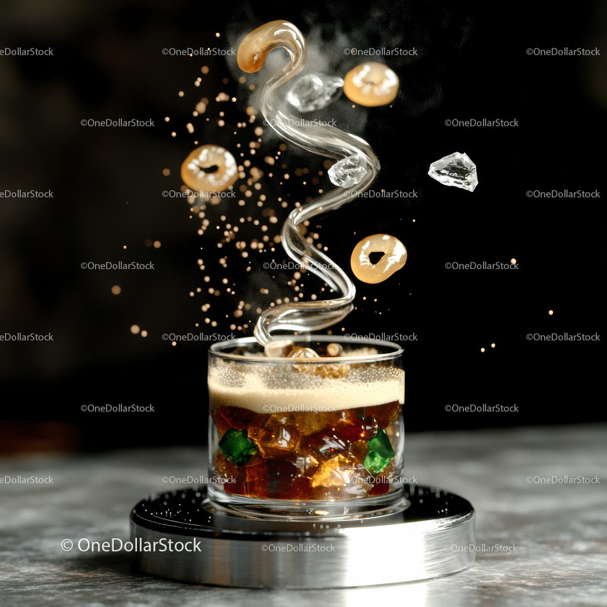 Artistic Coffee Cocktail with Floating Elements