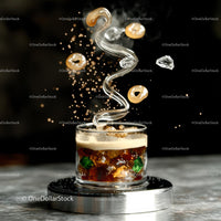 Artistic Coffee Cocktail with Floating Elements