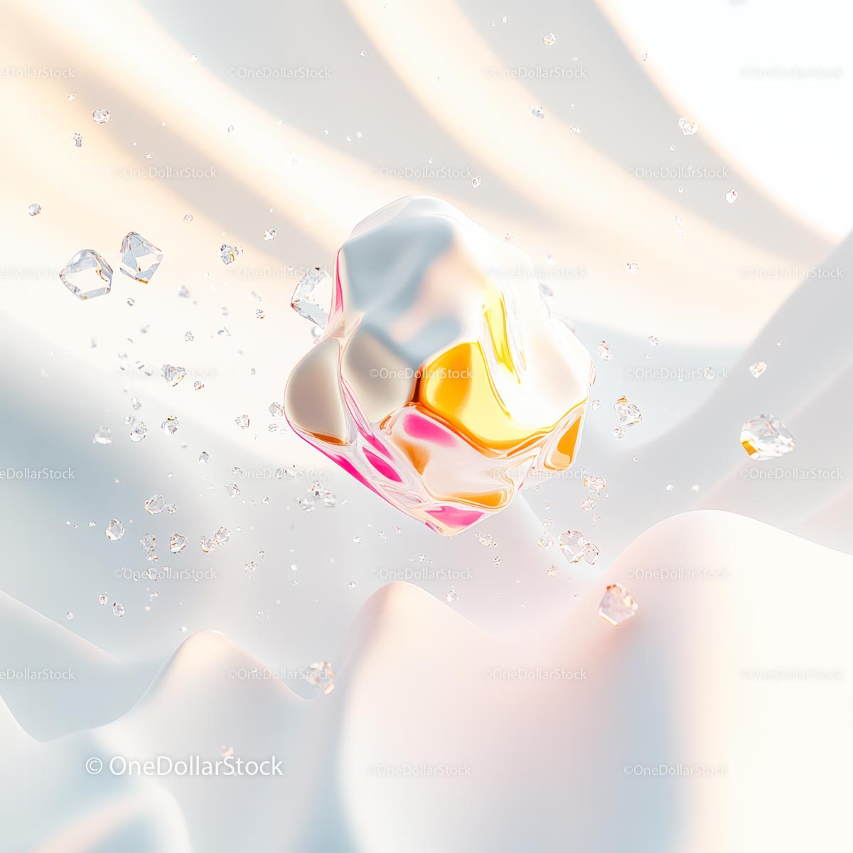 Abstract Colorful Glass Shapes with Crystal Artistry