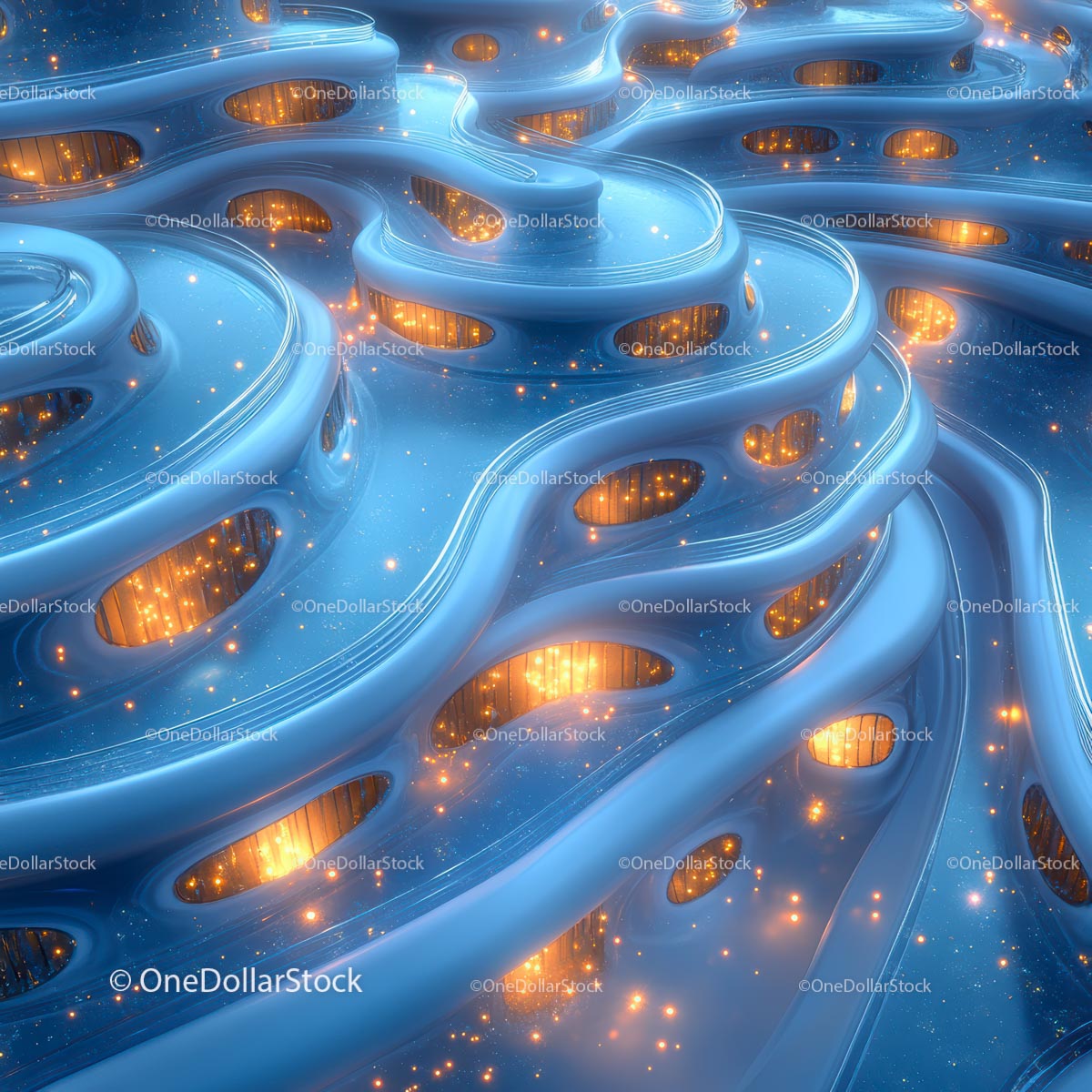 Futuristic Abstract Design with Glowing Lights