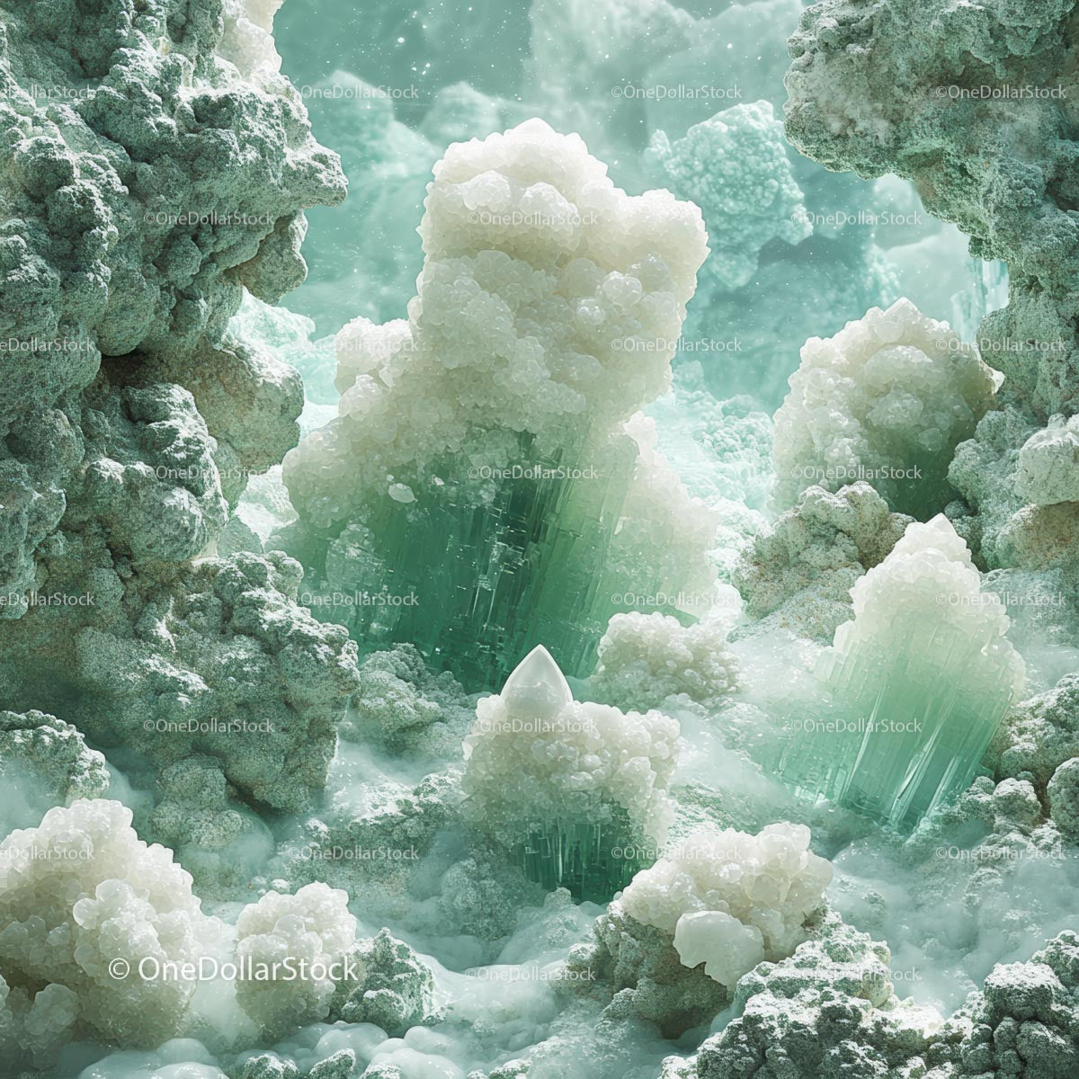 Stunning Green and White Crystal Formations