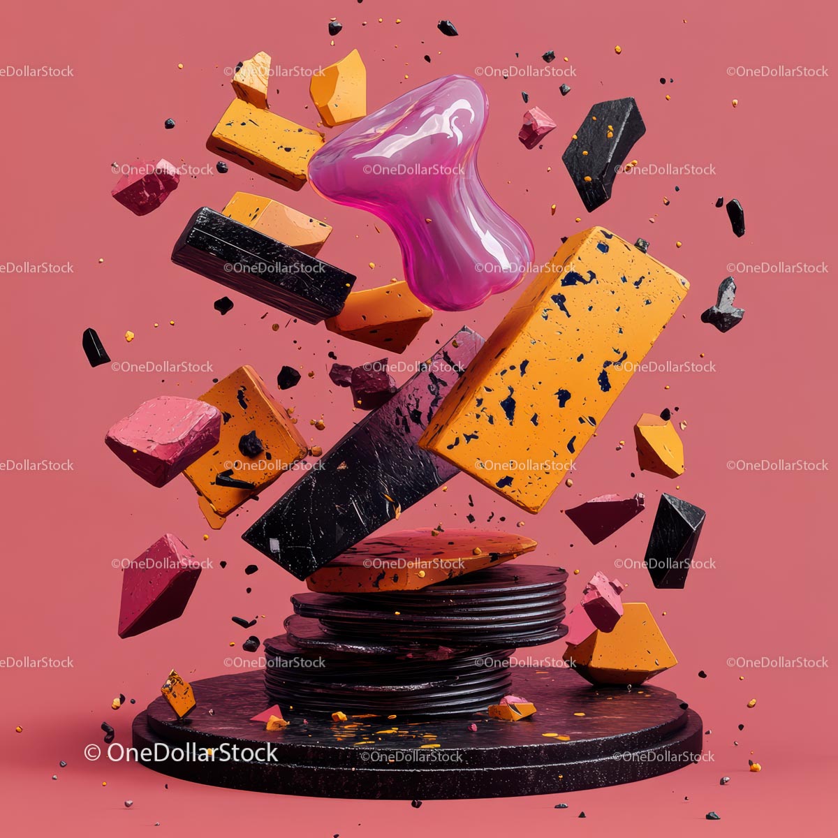 Colorful Geometric Abstract with Floating Shapes