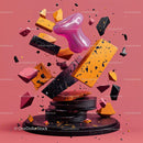 Colorful Geometric Abstract with Floating Shapes