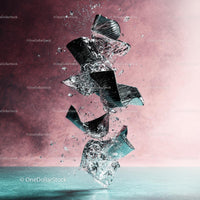 Abstract Shattered Glass on Soft Pink Background