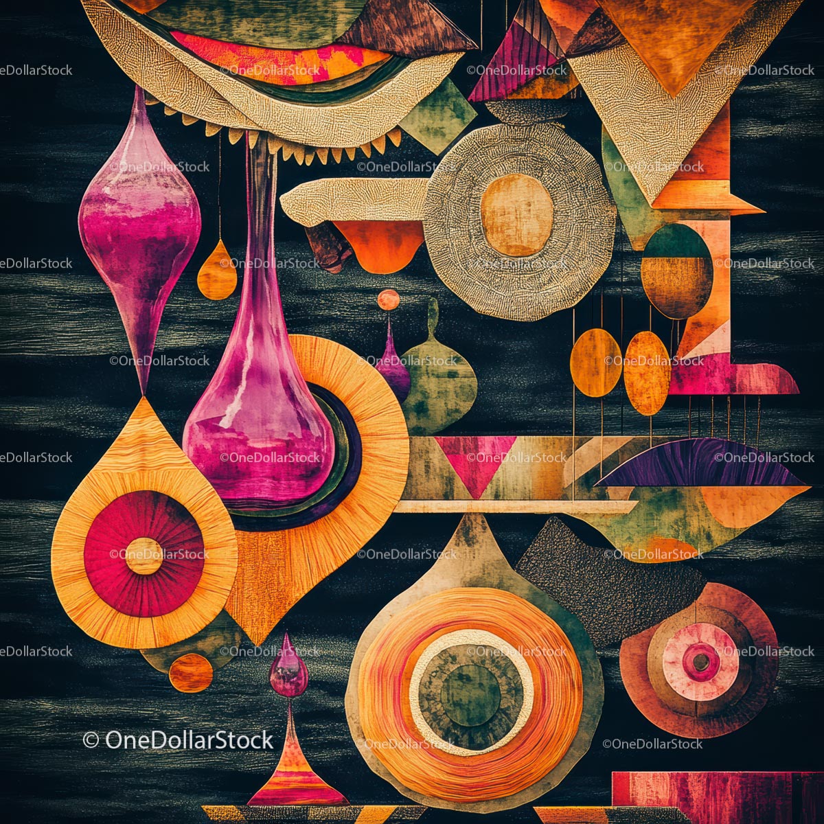 Geometric Abstract Art with Vibrant Colors and Shapes
