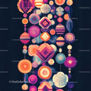 Vibrant Abstract Geometric Pattern with Circles and Squares