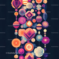 Vibrant Abstract Geometric Pattern with Circles and Squares