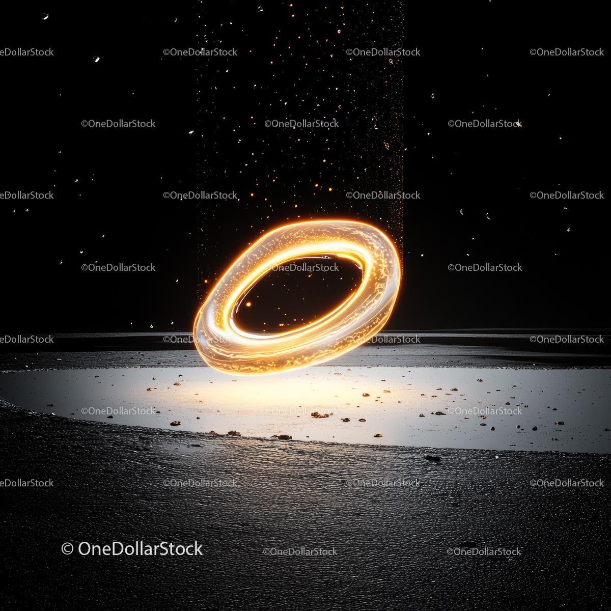 Glowing Ring with Mystical Aura on Dark Background