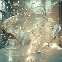 Abstract Glass Sculpture with Dynamic Light Reflections