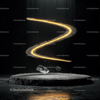 Futuristic Glowing Spiral on Levitating Stone Platform