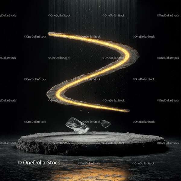 Futuristic Glowing Spiral on Levitating Stone Platform