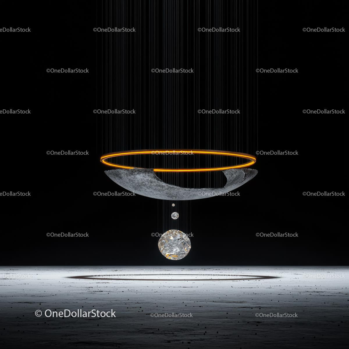 Futuristic Abstract Art with Floating Elements