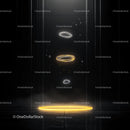 Futuristic Glowing Rings in a Dark Abstract Space