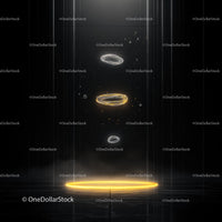 Futuristic Glowing Rings in a Dark Abstract Space