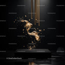 Golden Liquid Sculpture on Black Background