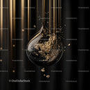 Elegant Gold Particles Suspended in a Dark Liquid Drop