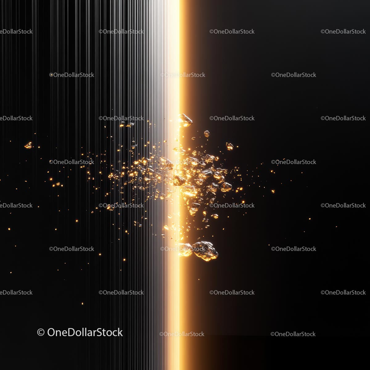 Dynamic Abstract Gold and Black Digital Art Movement