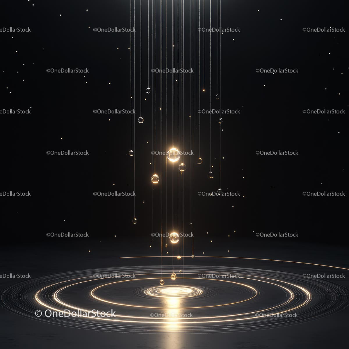Abstract Futuristic Light Spheres and Glowing Circles