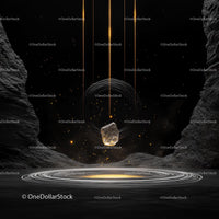 Suspended Glowing Rock in Futuristic Cosmic Scene