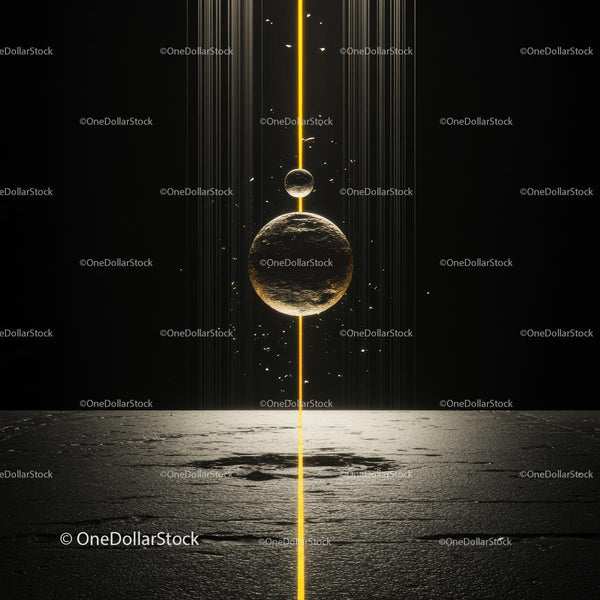 Abstract Glowing Sphere with Vertical Light Beam