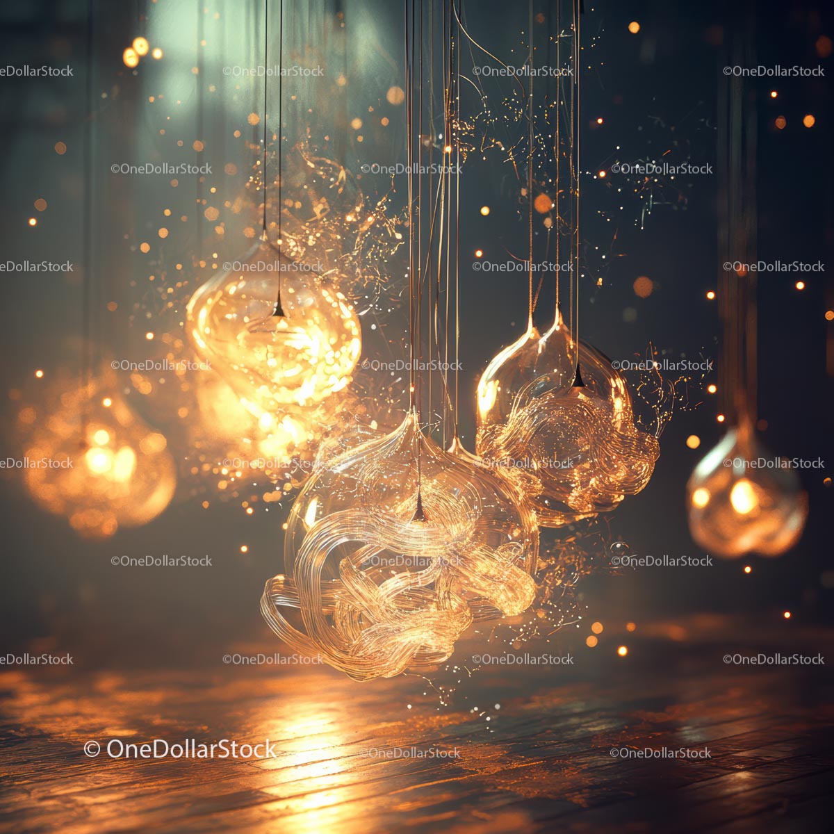 Golden Glass Ornaments with Ambient Glow