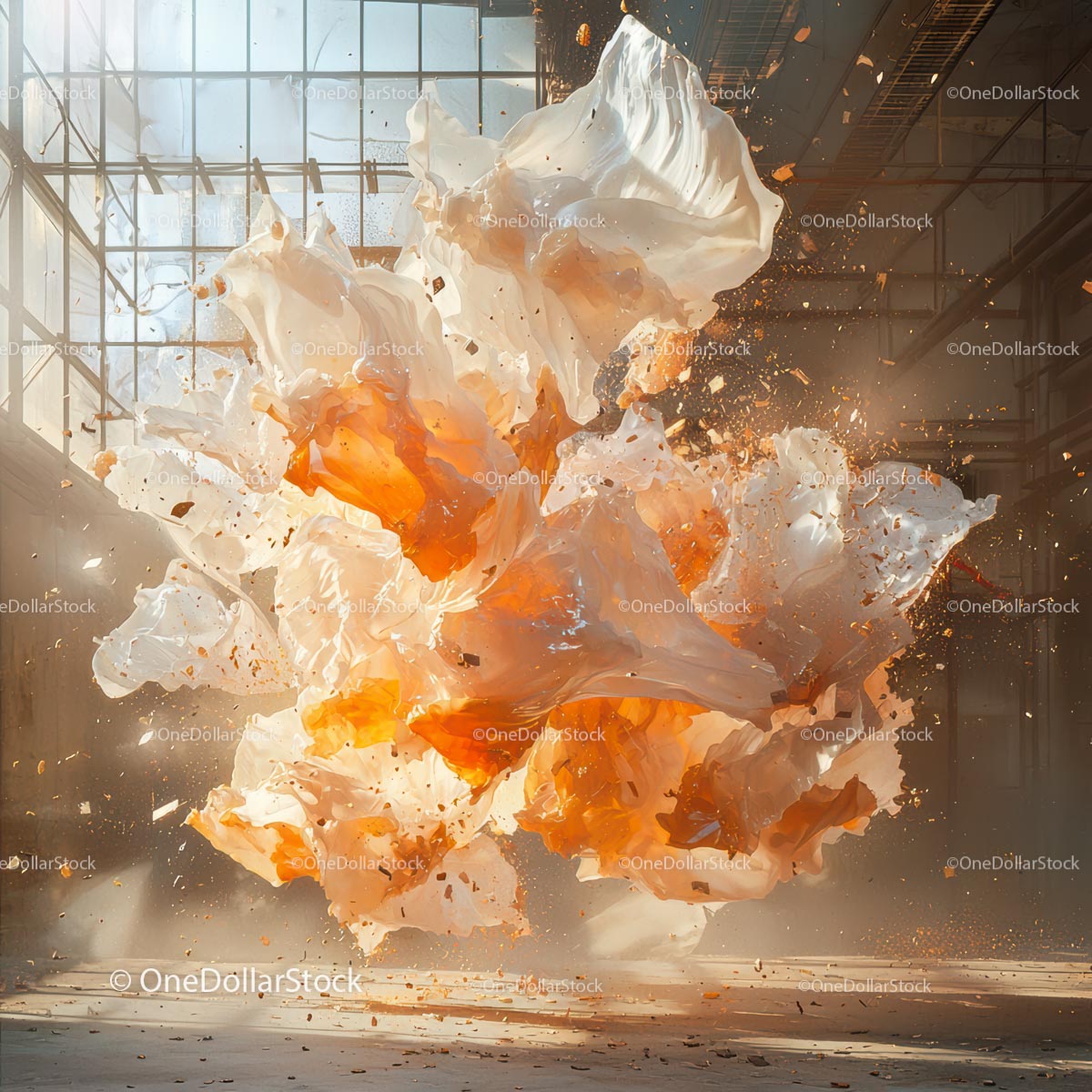 Ethereal Abstract Explosion in Industrial Space