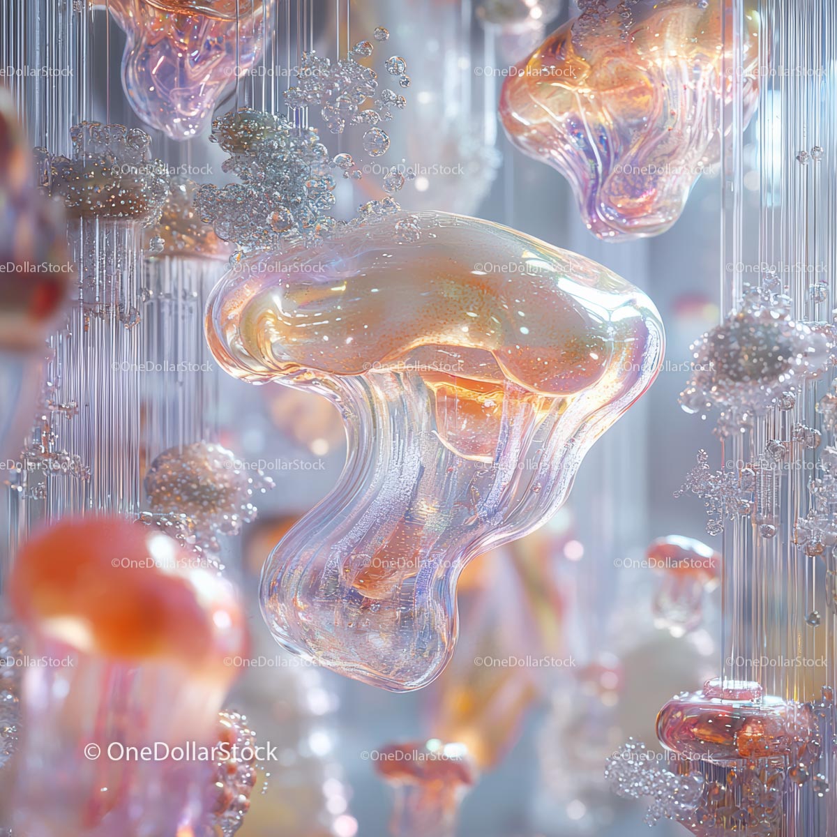 Iridescent Jellyfish in Fluid Abstract Art