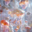 Iridescent Jellyfish in Fluid Abstract Art