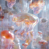 Iridescent Jellyfish in Fluid Abstract Art