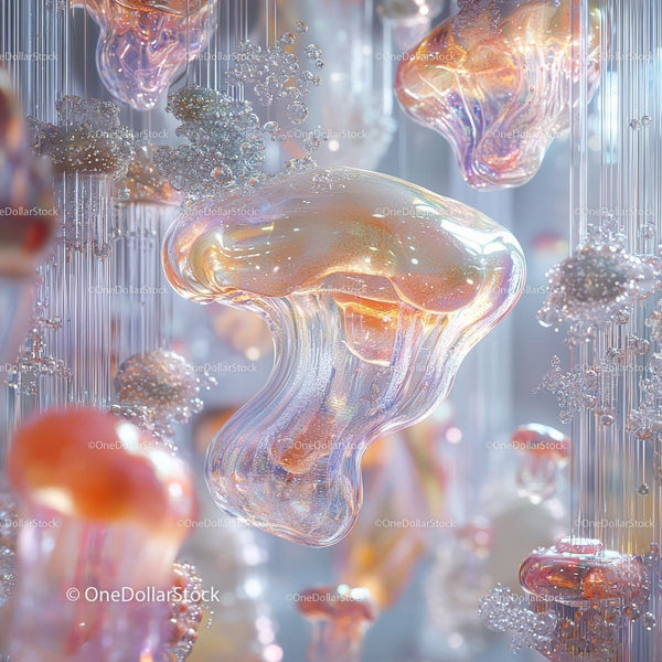 Iridescent Jellyfish in Fluid Abstract Art