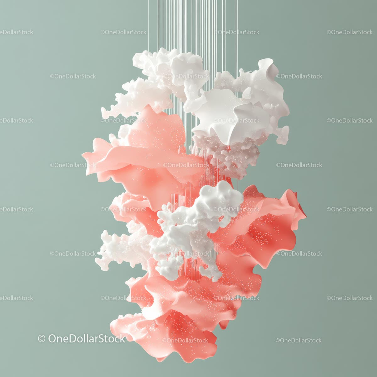 Abstract Cloud Sculpture with Pink and White Formations