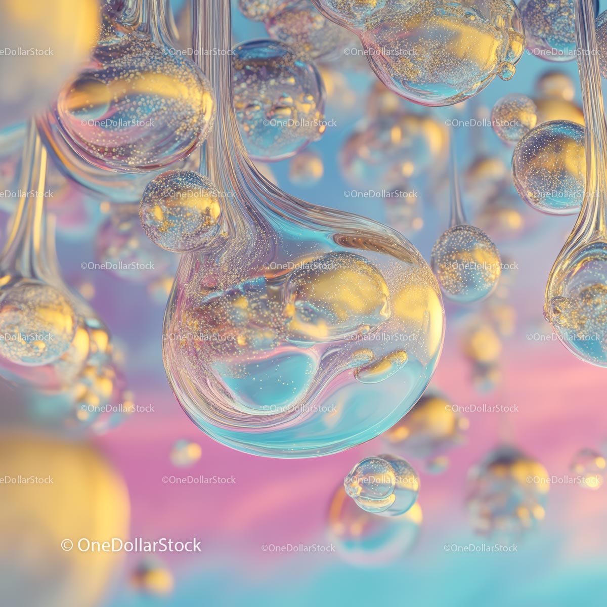 Iridescent Bubbles in Pastel Dreamscape