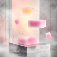 Floating Pink Cubes in a Minimalist Abstract Setting